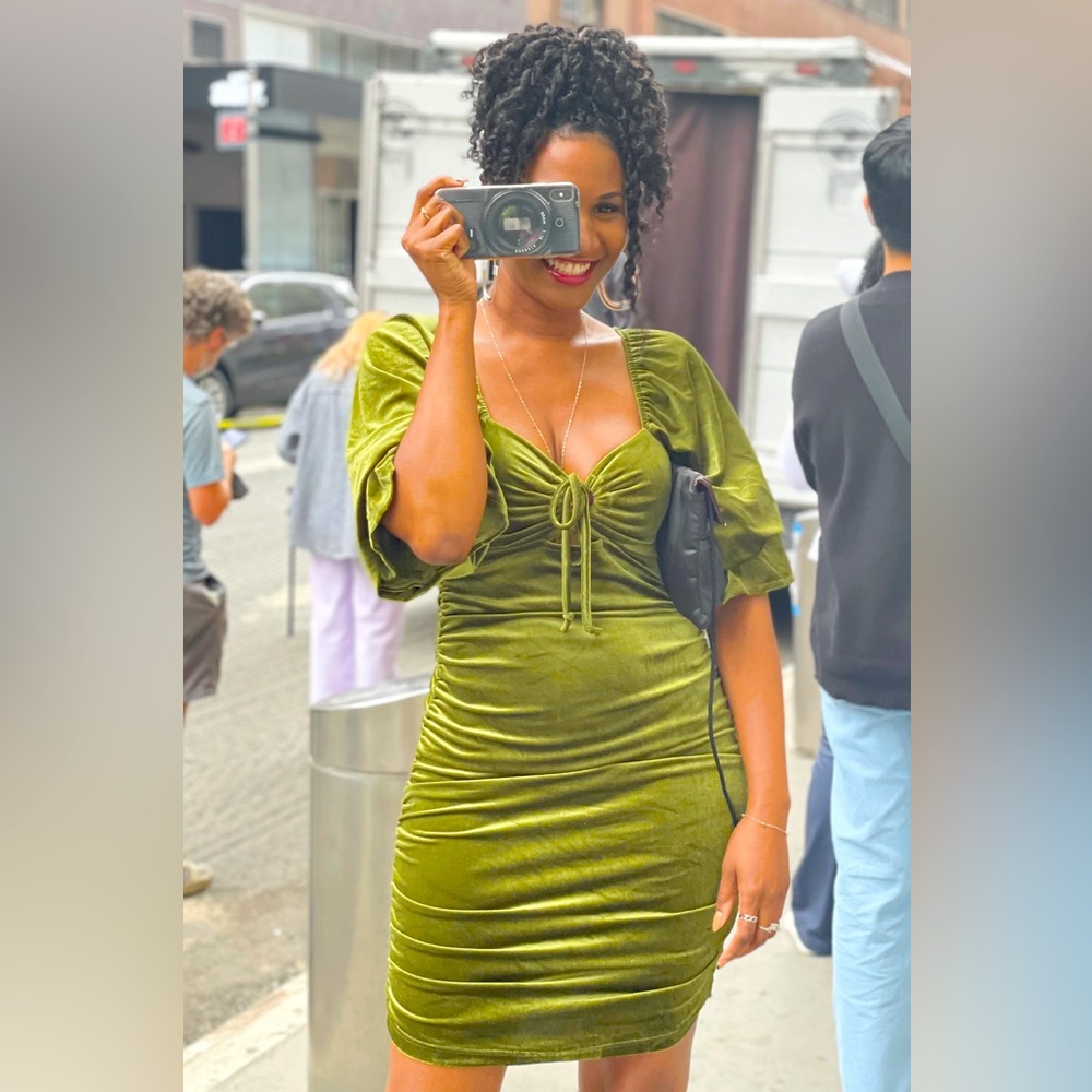 Sexy green long sleeve dress